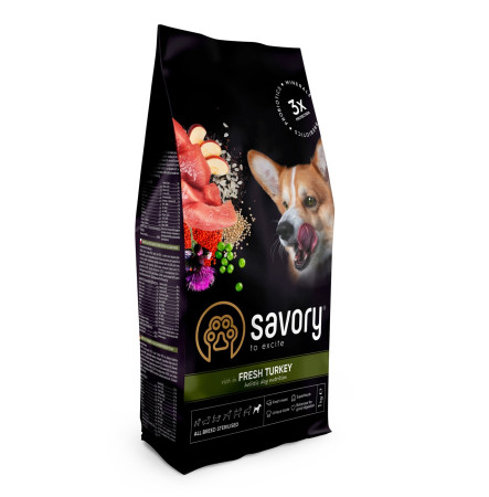 Savory Adult All Breeds Sterilised Fresh Turkey 1 кг